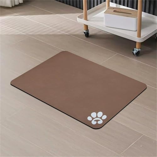 DOTBUY-SHOP Futtermatte Hund Saugfähig, Futterunterlage Katzen Haustier mit rutschfest Gummiunterseite Schnelltrocknend Futternapf Katzennapf Unterlage Napfunterlage Waschbar (Braun,80x120cm) von DOTBUY-SHOP