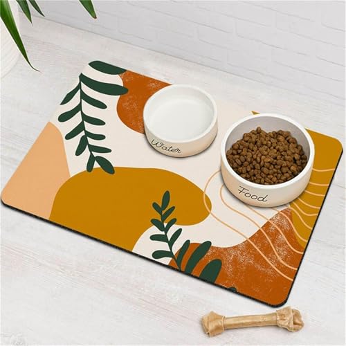 DOTBUY-SHOP Futtermatte Hund Saugfähig, Futterunterlage Katzen Haustier mit rutschfest Gummiunterseite Schnelltrocknend Futternapf Katzennapf Unterlage Napfunterlage Waschbar (Stil 1,20x30cm) von DOTBUY-SHOP