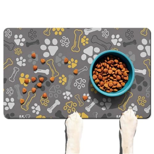 DOTBUY-SHOP Futtermatte Hund Saugfähig, Futterunterlage Katzen Haustier mit rutschfest Gummiunterseite Schnelltrocknend Futternapf Katzennapf Unterlage Napfunterlage Waschbar (Stil 4,40x120cm) von DOTBUY-SHOP