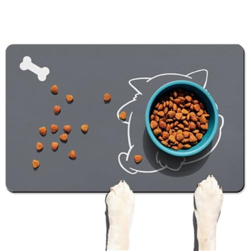 DOTBUY-SHOP Futtermatte Hund Saugfähig, Futterunterlage Katzen Haustier mit rutschfest Gummiunterseite Schnelltrocknend Futternapf Katzennapf Unterlage Napfunterlage Waschbar (Stil 7,80x120cm) von DOTBUY-SHOP