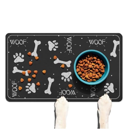 DOTBUY-SHOP Futtermatte Hund Saugfähig, Futterunterlage Katzen Haustier mit rutschfest Gummiunterseite Schnelltrocknend Futternapf Katzennapf Unterlage Napfunterlage Waschbar (Stil 9,30x40cm) von DOTBUY-SHOP