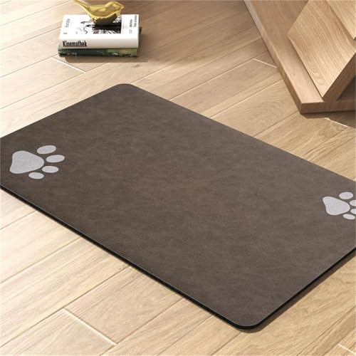 DOTBUY-SHOP Futtermatte Hund Saugfähig, Solide Farbe Futterunterlage Katzen Haustier mit rutschfest Gummiunterseite Schnelltrocknend Futternapf Katzennapf Unterlage (Hellbraun,80x120cm) von DOTBUY-SHOP