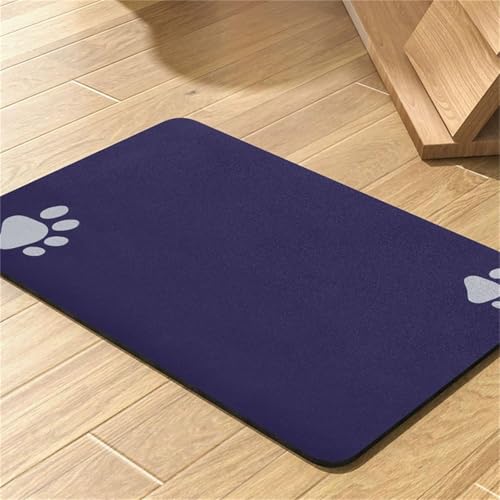 DOTBUY-SHOP Futtermatte Hund Saugfähig, Solide Farbe Futterunterlage Katzen Haustier mit rutschfest Gummiunterseite Schnelltrocknend Futternapf Katzennapf Unterlage (Marineblau,20x30cm) von DOTBUY-SHOP