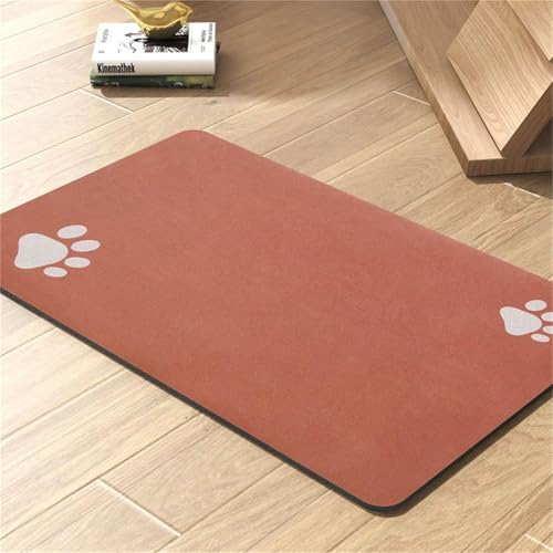 DOTBUY-SHOP Futtermatte Hund Saugfähig, Solide Farbe Futterunterlage Katzen Haustier mit rutschfest Gummiunterseite Schnelltrocknend Futternapf Katzennapf Unterlage (Orange,40x60cm) von DOTBUY-SHOP