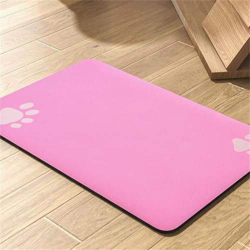 DOTBUY-SHOP Futtermatte Hund Saugfähig, Solide Farbe Futterunterlage Katzen Haustier mit rutschfest Gummiunterseite Schnelltrocknend Futternapf Katzennapf Unterlage (Rosa,60x90cm) von DOTBUY-SHOP