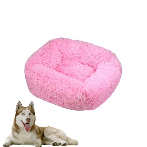 DOTBUY-SHOP Hundebet Rechtwinklig Katzenbett, Hundekissen Grosse Hunde Donut Kissen Herbst und Winter, Waschbar Plüsch-Hundekorb Hundebett, für Mittel Hunde Katzen (XL,Rosa) von DOTBUY-SHOP