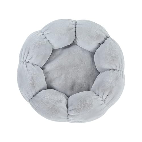 DOTBUY-SHOP Hundebet Rundes Katzenbett, Blumen Hundekissen Grosse Hunde Donut Kissen, Plüsch-Hundekorb Hundebett Waschbar, für Groß Hunde, Katzen und Herbst und Winter (55cm,Grau) von DOTBUY-SHOP