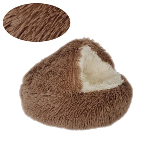 DOTBUY-SHOP Hundebet Rundes Katzenbett, Hundekissen Grosse Hunde Donut Kissen, Farbverlauf Waschbar Plüsch-Hundekorb Hundebett, für Mittel Hunde Katzen und Herbst und Winter (70 cm,Kaffee) von DOTBUY-SHOP