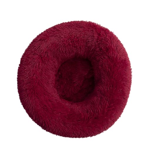 DOTBUY-SHOP Hundebet Rundes Katzenbett, Hundekissen Grosse Hunde Donut Kissen, Plüsch-Hundekorb Hundebett Waschbar, für Groß Kleine Hunde, Katzen und Andere Haustiere (70cm,Burgunderrot) von DOTBUY-SHOP