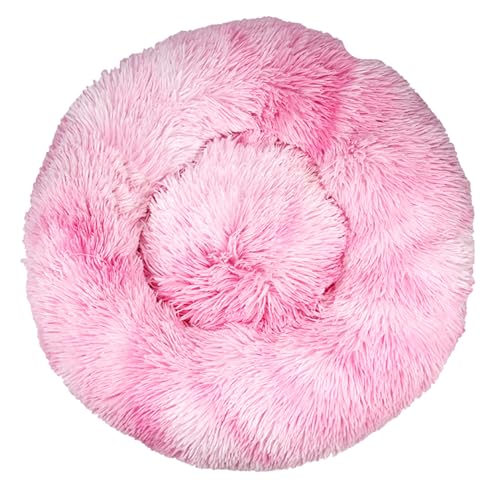 DOTBUY-SHOP Hundebet Rundes Katzenbett, Hundekissen Grosse Hunde Donut Kissen, Plüsch-Hundekorb Hundebett Waschbar, für Groß Kleine Hunde, Katzen und Haustiere (Durchmesser 100cm,Tie-Dye Burgund) von DOTBUY-SHOP