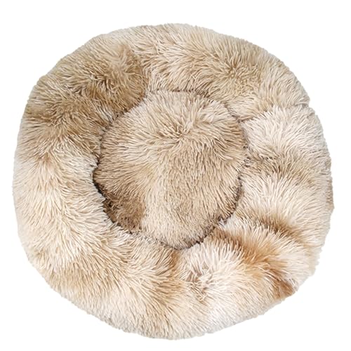 DOTBUY-SHOP Hundebet Rundes Katzenbett, Hundekissen Grosse Hunde Donut Kissen, Plüsch-Hundekorb Hundebett Waschbar, für Groß Kleine Hunde, Katzen und Haustiere (Durchmesser 120cm,Krawattenfarbe beige) von DOTBUY-SHOP