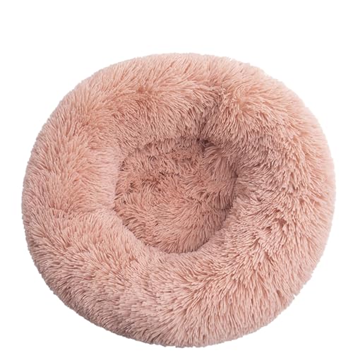 DOTBUY-SHOP Hundebet Rundes Katzenbett, Hundekissen Grosse Hunde Donut Kissen, Plüsch-Hundekorb Hundebett Waschbar, für Mittel Hunde Katzen und Herbst und Winter (120 cm,Curry hell) von DOTBUY-SHOP