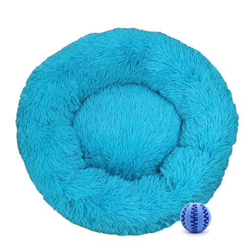 DOTBUY-SHOP Hundebet Rundes Katzenbett, Hundekissen Grosse Hunde Donut Kissen, Plüsch-Hundekorb Hundebett Waschbar, für Welpe, Katzen, Kätzchen, Haustiere (100CM,Himmelblau) von DOTBUY-SHOP