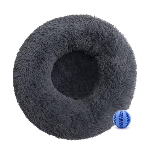 DOTBUY-SHOP Hundebet Rundes Katzenbett, Hundekissen Grosse Hunde Donut Kissen, Plüsch-Hundekorb Hundebett Waschbar, für Welpe, Katzen, Kätzchen, Haustiere (110CM,Anthrazit) von DOTBUY-SHOP