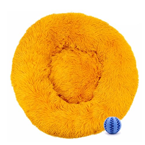 DOTBUY-SHOP Hundebet Rundes Katzenbett, Hundekissen Grosse Hunde Donut Kissen, Plüsch-Hundekorb Hundebett Waschbar, für Welpe, Katzen, Kätzchen, Haustiere (90CM,Ingwer) von DOTBUY-SHOP