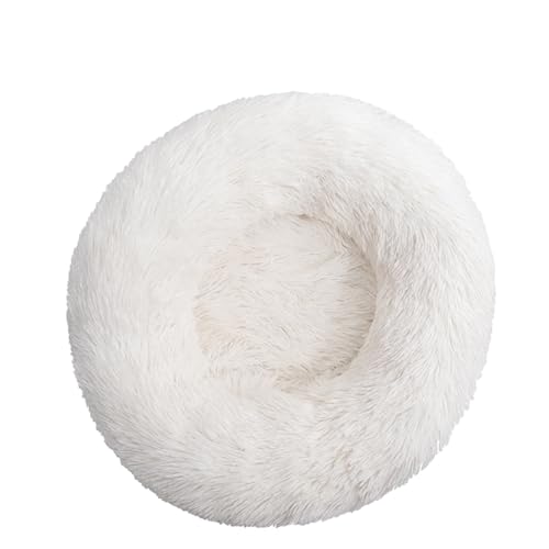 DOTBUY-SHOP Hundebet Rundes Katzenbett, Hundekissen Grosse Hunde Donut Kissen, Waschbar Plüsch-Hundekorb Hundebett, für Mittel Hunde Katzen und Herbst und Winter (120 cm,Weiß) von DOTBUY-SHOP