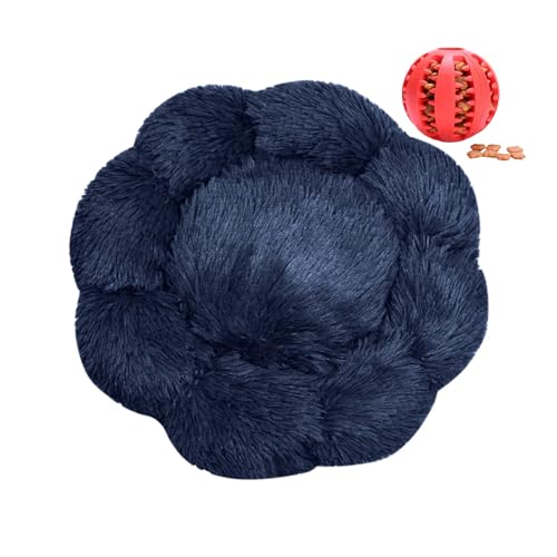 DOTBUY-SHOP Hundebet Rundes Katzenbett, Hundekissen Grosse Hunde Donut Kissen Herbst und Winter, Blütenblätter Plüsch-Hundekorb Hundebett, für Mittel Hunde Katzen (Anthrazit,50 cm) von DOTBUY-SHOP