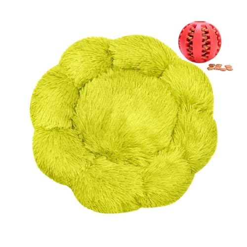 DOTBUY-SHOP Hundebet Rundes Katzenbett, Hundekissen Grosse Hunde Donut Kissen Herbst und Winter, Blütenblätter Plüsch-Hundekorb Hundebett, für Mittel Hunde Katzen (Grün,90 cm) von DOTBUY-SHOP