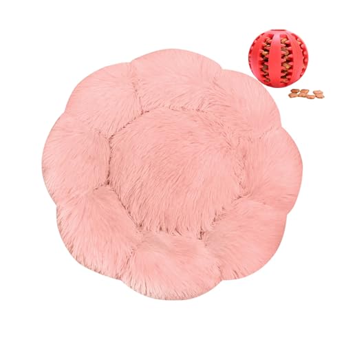 DOTBUY-SHOP Hundebet Rundes Katzenbett, Hundekissen Grosse Hunde Donut Kissen Herbst und Winter, Blütenblätter Plüsch-Hundekorb Hundebett, für Mittel Hunde Katzen (Rosa Rosa,100 cm) von DOTBUY-SHOP