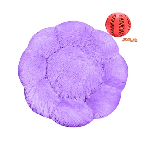 DOTBUY-SHOP Hundebet Rundes Katzenbett, Hundekissen Grosse Hunde Donut Kissen Herbst und Winter, Blütenblätter Plüsch-Hundekorb Hundebett, für Mittel Hunde Katzen (Violett,100 cm) von DOTBUY-SHOP