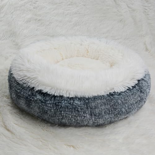 DOTBUY-SHOP Hundebet Rundes Katzenbett, Hundekissen Grosse Hunde Donut Kissen Herbst und Winter, Haze Farbe Plüsch-Hundekorb Hundebett, für Mittel Hunde Katzen (110cm,Anthrazit) von DOTBUY-SHOP