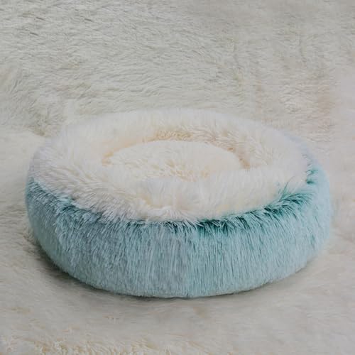 DOTBUY-SHOP Hundebet Rundes Katzenbett, Hundekissen Grosse Hunde Donut Kissen Herbst und Winter, Haze Farbe Plüsch-Hundekorb Hundebett, für Mittel Hunde Katzen (110cm,Blau) von DOTBUY-SHOP