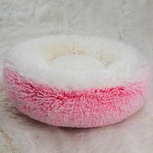 DOTBUY-SHOP Hundebet Rundes Katzenbett, Hundekissen Grosse Hunde Donut Kissen Herbst und Winter, Haze Farbe Plüsch-Hundekorb Hundebett, für Mittel Hunde Katzen (110cm,Rosa Rosa) von DOTBUY-SHOP