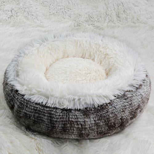 DOTBUY-SHOP Hundebet Rundes Katzenbett, Hundekissen Grosse Hunde Donut Kissen Herbst und Winter, Haze Farbe Plüsch-Hundekorb Hundebett, für Mittel Hunde Katzen (50cm,Farbverlauf) von DOTBUY-SHOP