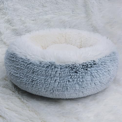 DOTBUY-SHOP Hundebet Rundes Katzenbett, Hundekissen Grosse Hunde Donut Kissen Herbst und Winter, Haze Farbe Plüsch-Hundekorb Hundebett, für Mittel Hunde Katzen (70cm,Haze Blau) von DOTBUY-SHOP