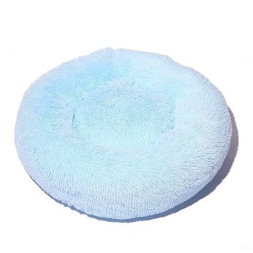 DOTBUY-SHOP Hundebet Rundes Katzenbett, Hundekissen Grosse Hunde Kissen, Plüsch-Hundekorb Hundebett Waschbar, für Welpe, Katzen, Kätzchen, Haustiere (100CM,Aquablau) von DOTBUY-SHOP