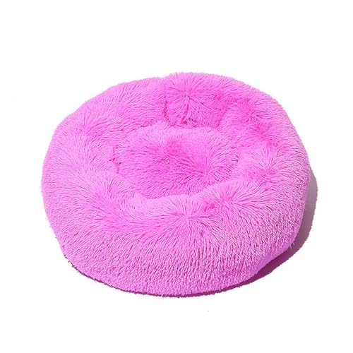 DOTBUY-SHOP Hundebet Rundes Katzenbett, Hundekissen Grosse Hunde Kissen, Plüsch-Hundekorb Hundebett Waschbar, für Welpe, Katzen, Kätzchen, Haustiere (50CM,Dunkelrosa) von DOTBUY-SHOP