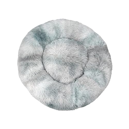 DOTBUY-SHOP Hundebet Rundes Katzenbett, Hundekissen Tie-Dye Hunde Donut Kissen, Plüsch-Hundekorb Hundebett Waschbar, für Groß Kleine Hunde, Katzen und Andere Haustiere (60cm,Helles Grau) von DOTBUY-SHOP