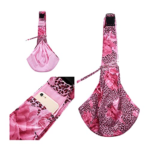 DOTBUY-SHOP Hundetasche, Hundetragetasche Hände Frei, Hundetragetuch bis 5 kg Reversibel Hundetragetuch Komfortabel und Langlebig für Outdoor-Abenteuer (one Size,Rosa Blumen) von DOTBUY-SHOP