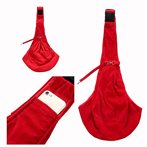 DOTBUY-SHOP Hundetasche, Hundetragetasche Hände Frei, Hundetragetuch bis 5 kg Reversibel Hundetragetuch Komfortabel und Langlebig für Outdoor-Abenteuer (one Size,Rot) von DOTBUY-SHOP