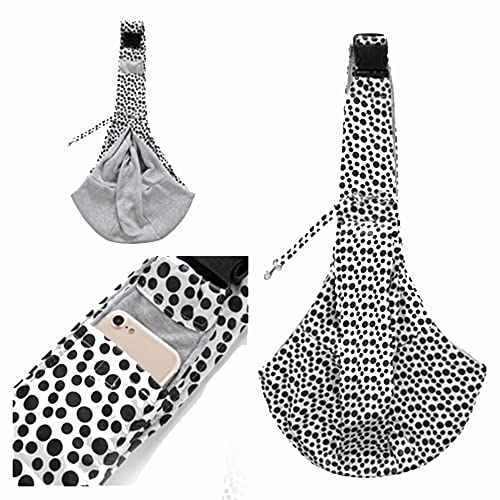 DOTBUY-SHOP Hundetasche, Hundetragetasche Hände Frei, Hundetragetuch bis 5 kg Reversibel Hundetragetuch Komfortabel und Langlebig für Outdoor-Abenteuer (one Size,Schwarze und weiße Punkte) von DOTBUY-SHOP