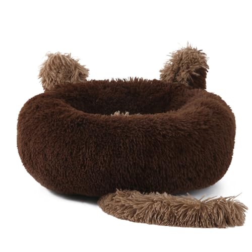 DOTBUY-SHOP Niedliche Ohren Hundebet Katzenbett, Hundekissen Grosse Hunde Kissen, Plüsch-Hundekorb Hundebett Waschbar, für Welpe, Katzen, Kätzchen, Haustiere (70cm,Kaffee) von DOTBUY-SHOP