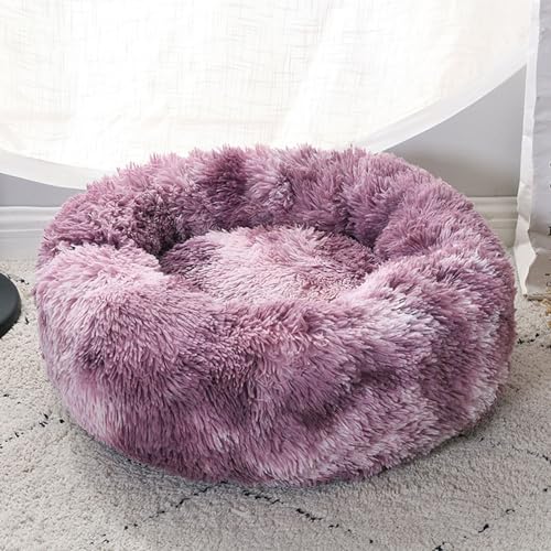 DOTBUY-SHOP Rund Hundebet Katzenbett, Hundekissen Grosse Hunde Kissen, Plüsch-Hundekorb Hundebett Waschbar, für Welpe, Kätzchen, Haustiere, Katzen (110cm,Lila) von DOTBUY-SHOP