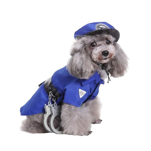 DOTEYAYP Polizei-Kostüm für Welpen, Halloween, Weihnachten, lustige Party, Cosplay, Kleidung für Katzen, kleine Hunde (Größe M, Polizei) von DOTEYAYP