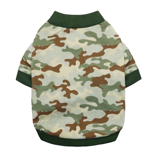 DOTEYAYP T-Shirt für kleine Hunde, Camouflage, für Jungen, Mädchen, Welpen, Katzen, Größe L, Armeegrün von DOTEYAYP