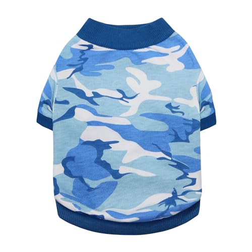 DOTEYAYP T-Shirt für kleine Hunde, Camouflage, für Jungen, Mädchen, Welpen, Katzen, Größe L, Blau von DOTEYAYP