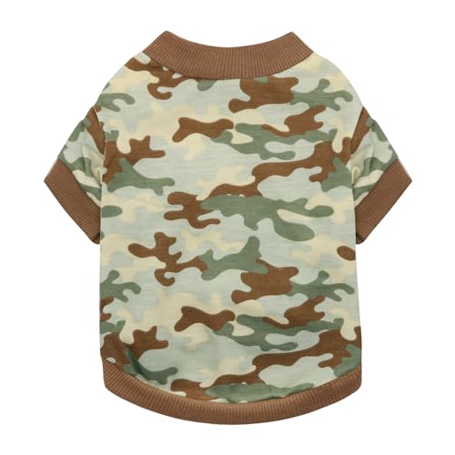 DOTEYAYP T-Shirt für kleine Hunde, Camouflage, für Jungen, Mädchen, Welpen, Katzen, Größe L, Braun von DOTEYAYP