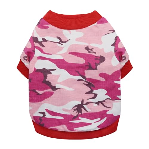 DOTEYAYP T-Shirt für kleine Hunde, Camouflage, für Jungen, Mädchen, Welpen, Katzen, Größe L, Rosa von DOTEYAYP