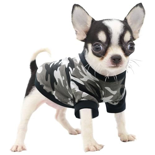 DOTEYAYP T-Shirt für kleine Hunde, Camouflage, für Jungen, Mädchen, Welpen, Katzen, Größe M, Schwarz von DOTEYAYP