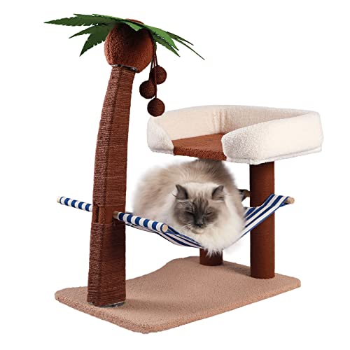 Kratzbaum für Katzen, Kokosnussbaum, langlebig, Klettergerüst aus natürlichem Sisal, Kratzstämme mit baumelnder Kugel, einfach zu montieren, geeignet zum Kratzen, Entspannen, Spielen von DOTI KITTY