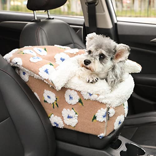 Hunde Sitzerhöhung Betten für kleine Hunde mit Decke Künstliche Kaschmir Mittelkonsole Welpen Autositz mit Jacquard Gewebe Elegant (Kaschmir Wärme) Alle Autos erhältlich von DOTOUUD