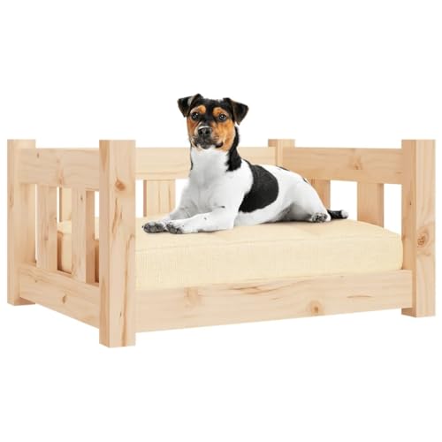 Hundebett, rechteckiges Hundesofa für Haustiere, erhöhtes Hundebett für Wohnzimmer, Innenbereich, Braun, 55,5 x 45,5 x 28 cm, Kiefernholz, robust von DOUSMHII