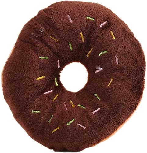 DPWOUM Plüsch-Donut-Sound, Kauspielzeug, weiches Haustier-Bissquietschspielzeug für kleine, mittelgroße Hunde (Kaffee) von DPWOUM