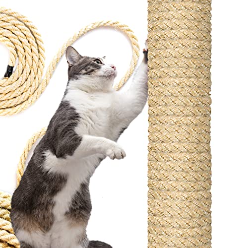 DQ-PP SISALSEIL | 100 m (2x50 Meter) | 10 mm stark | Natürliches Sisal Seil für Kratzbaum Katzenbaum | Kratzseil DIY Fuer Katzen Ersatzteile von DQ-PP