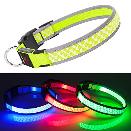 Hundehalsband Leuchtend DQGHQME Leuchthalsband Hund USB Aufladbar Anione LED Halsband für Hunde Verstellbares Reflektierendes Bezaubernd Leuchtendes Hundehalsband kleine, Mitte, Große Hunde (Grün) von DQGHQME