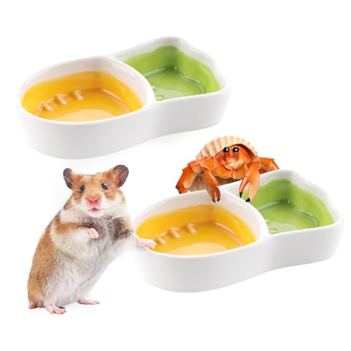 2 Stück Einsiedlerkrebse Keramik Futter- und Wassernapf Hamster Anti-Dreh-Futternapf für Hamster Zuckergleiter Einsiedlerkrebs Kleintiere von DQITJ